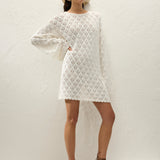 Faithfull - Romina Mini Dress Pointelle Knit Vintage White