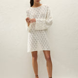 Faithfull - Romina Mini Dress Pointelle Knit Vintage White