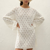 Faithfull - Romina Mini Dress Pointelle Knit Vintage White
