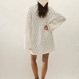 Faithfull - Romina Mini Dress Pointelle Knit Vintage White