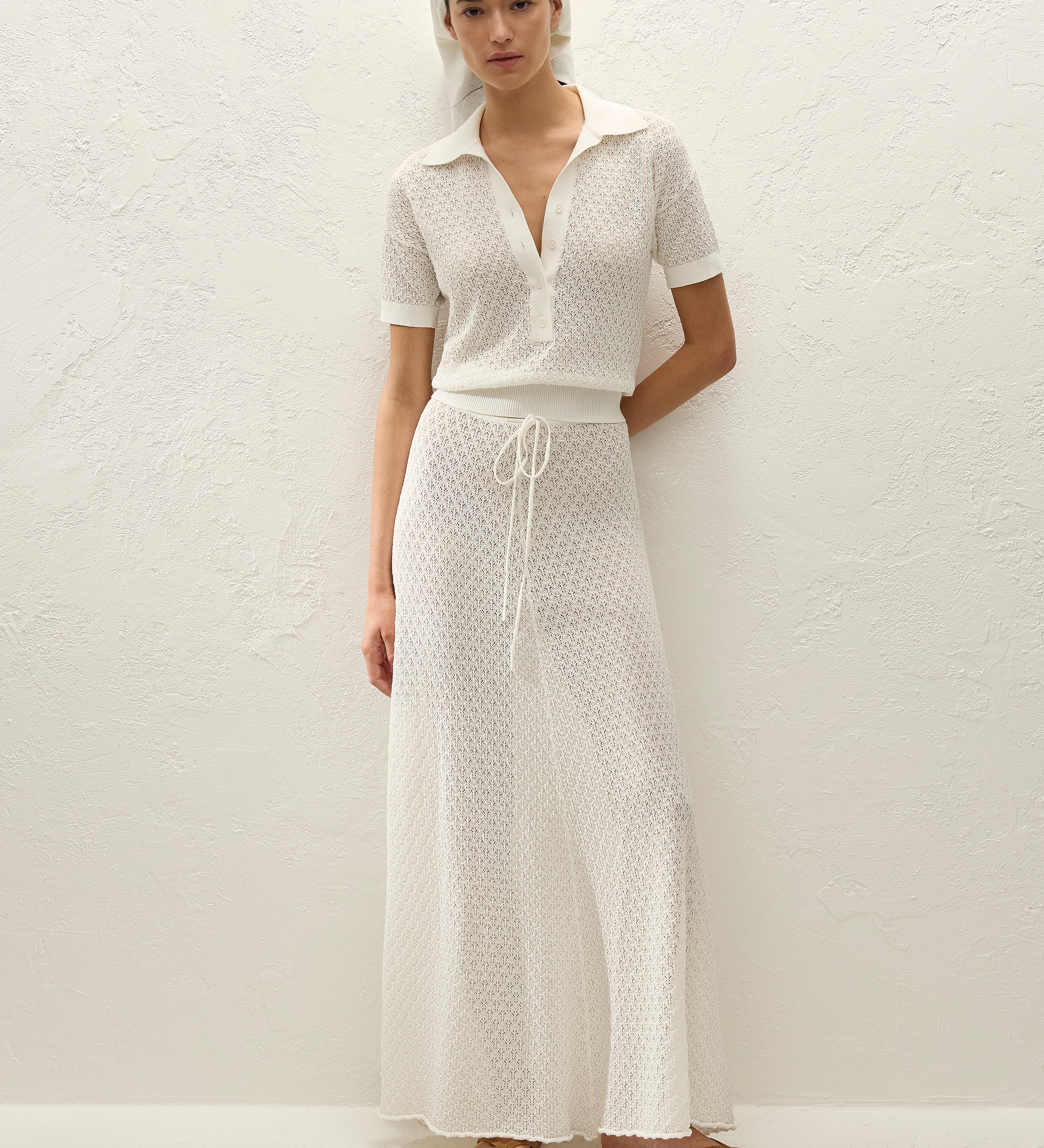 Faithfull - Lenna Skirt Pointelle Lace Vintage White