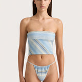 Faithfull - Jean Swim Top Futura Stripe Sky Blue - Final Sale