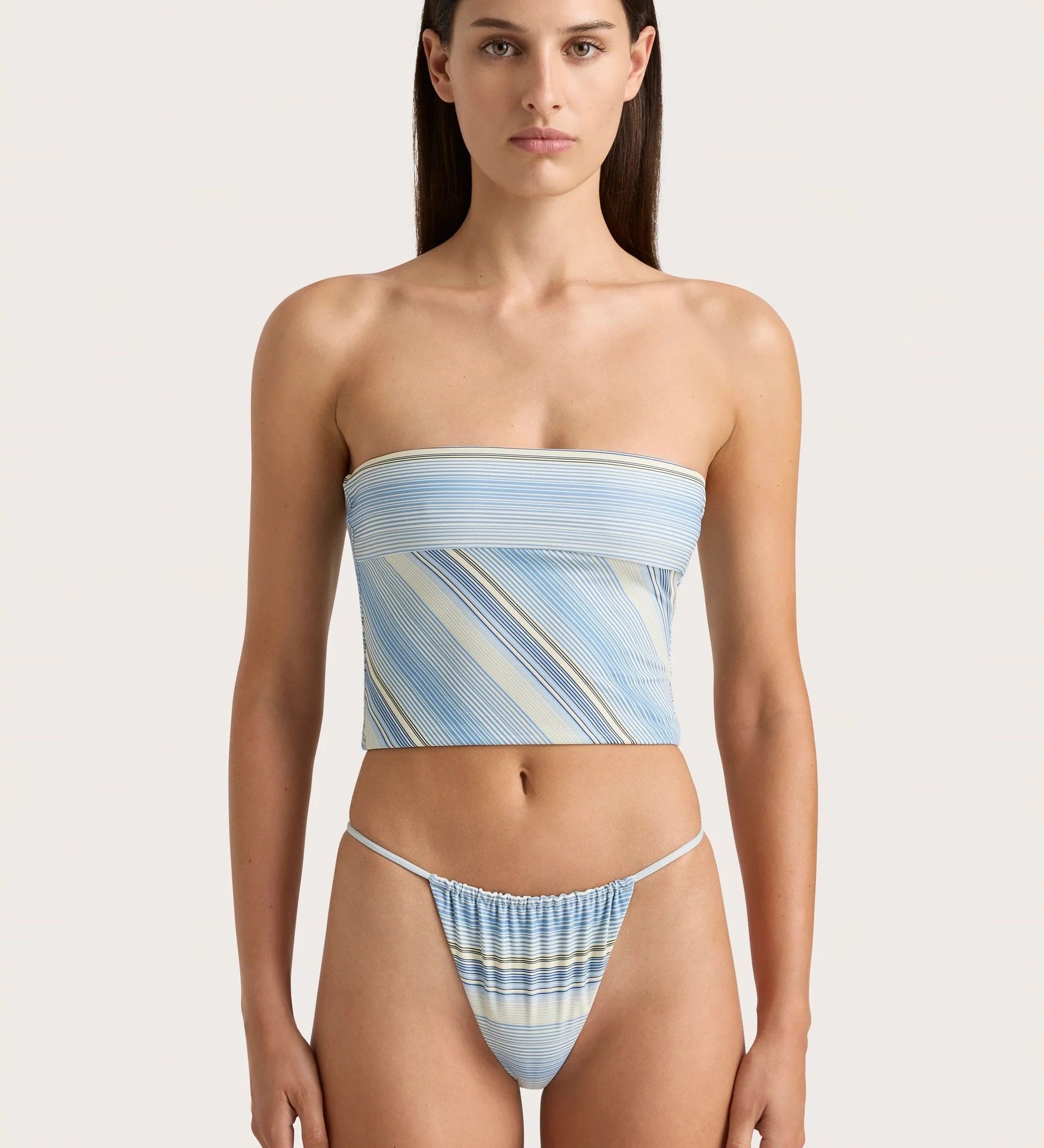 Faithfull - Jean Swim Top Futura Stripe Sky Blue - Final Sale