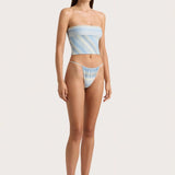 Faithfull - Jean Swim Top Futura Stripe Sky Blue - Final Sale