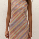 Faithfull - Julia Mini Dress Agua Stripe Mustard