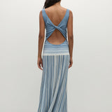 Faithfull - Xyla Maxi Dress Accordion Stripe Mineral Blue