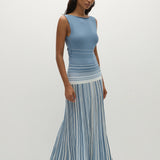 Faithfull - Xyla Maxi Dress Accordion Stripe Mineral Blue