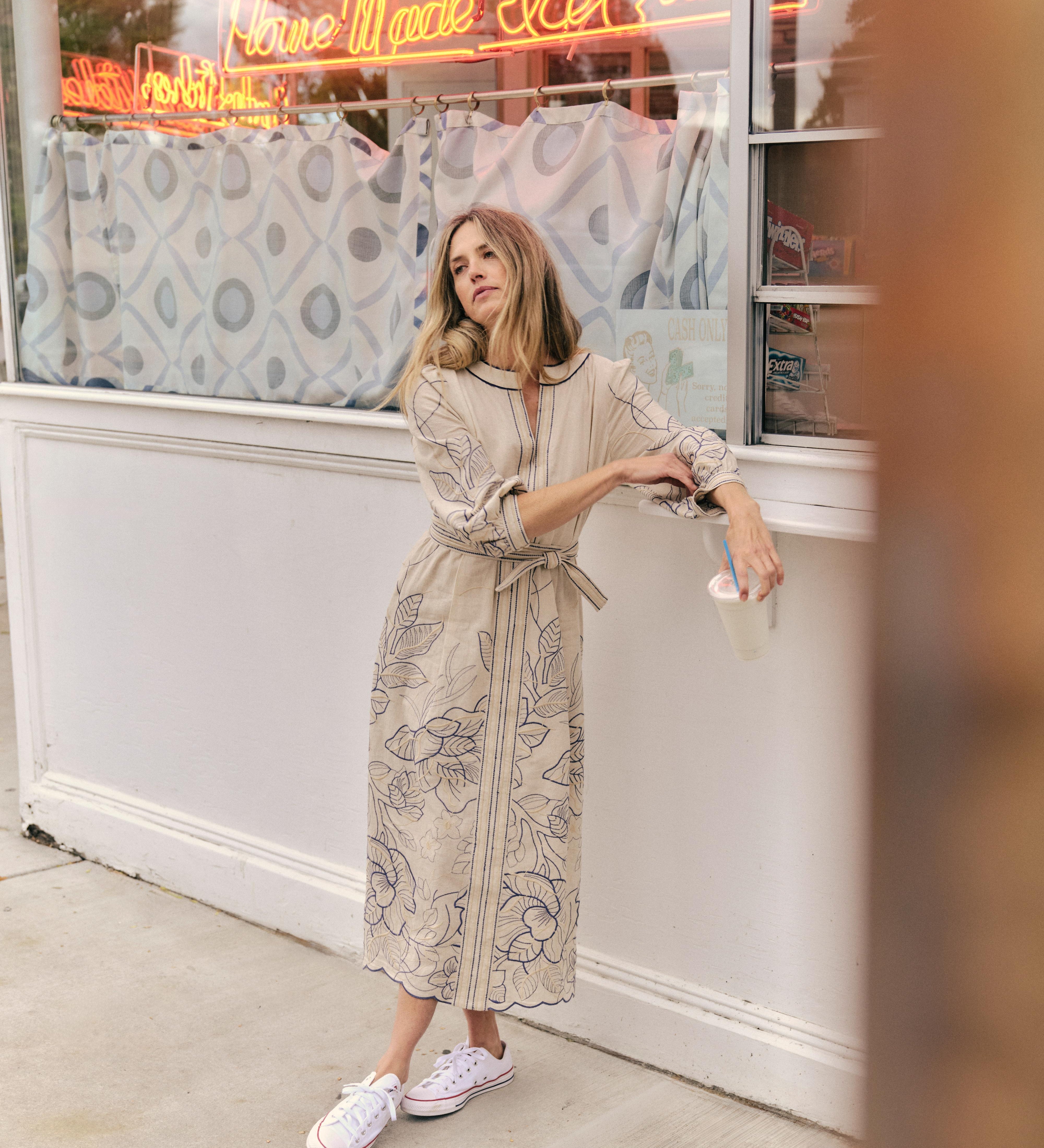 Cartolina - Sandy Midi Dress - Natural Linen
