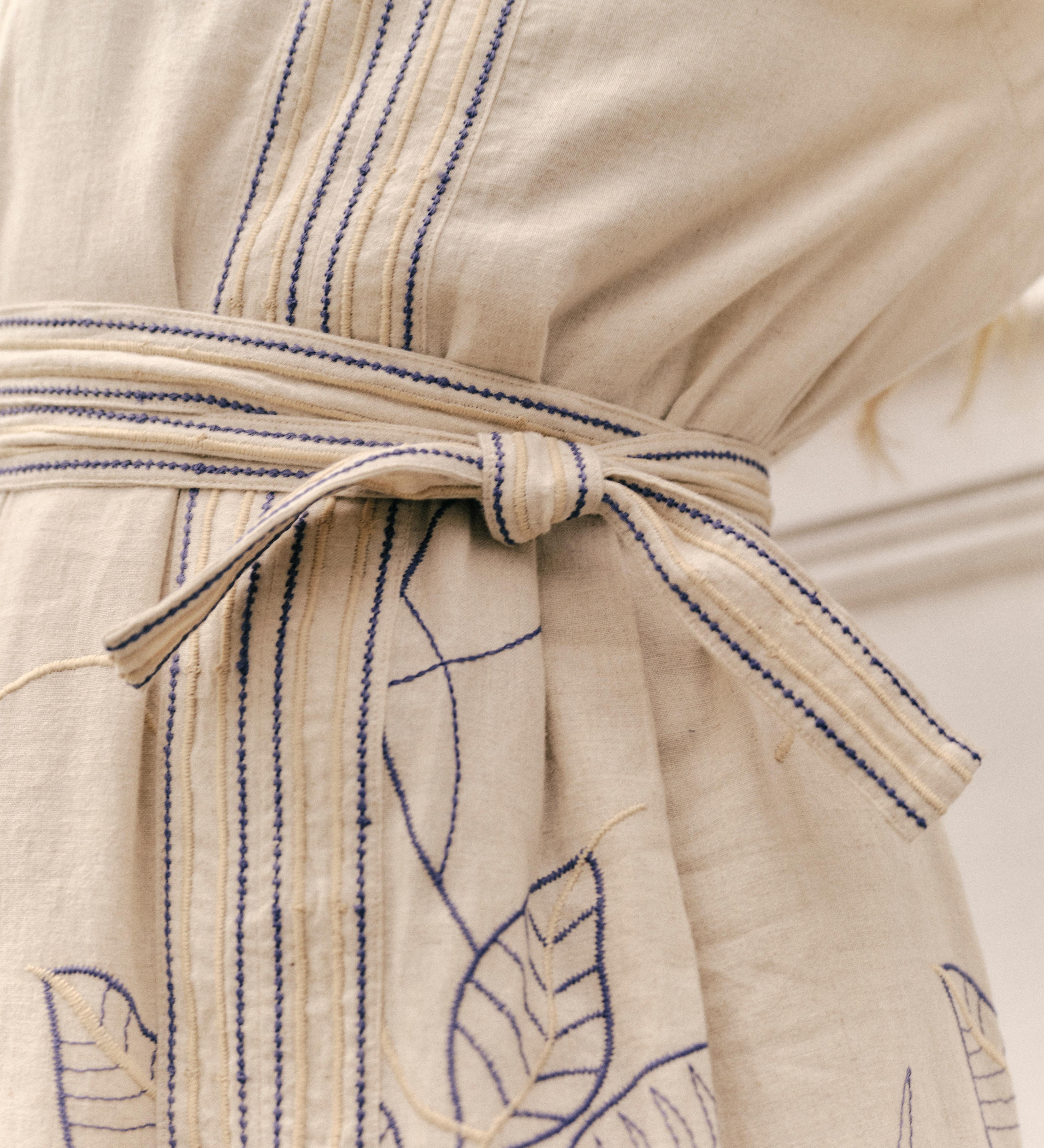 Cartolina - Sandy Midi Dress - Natural Linen