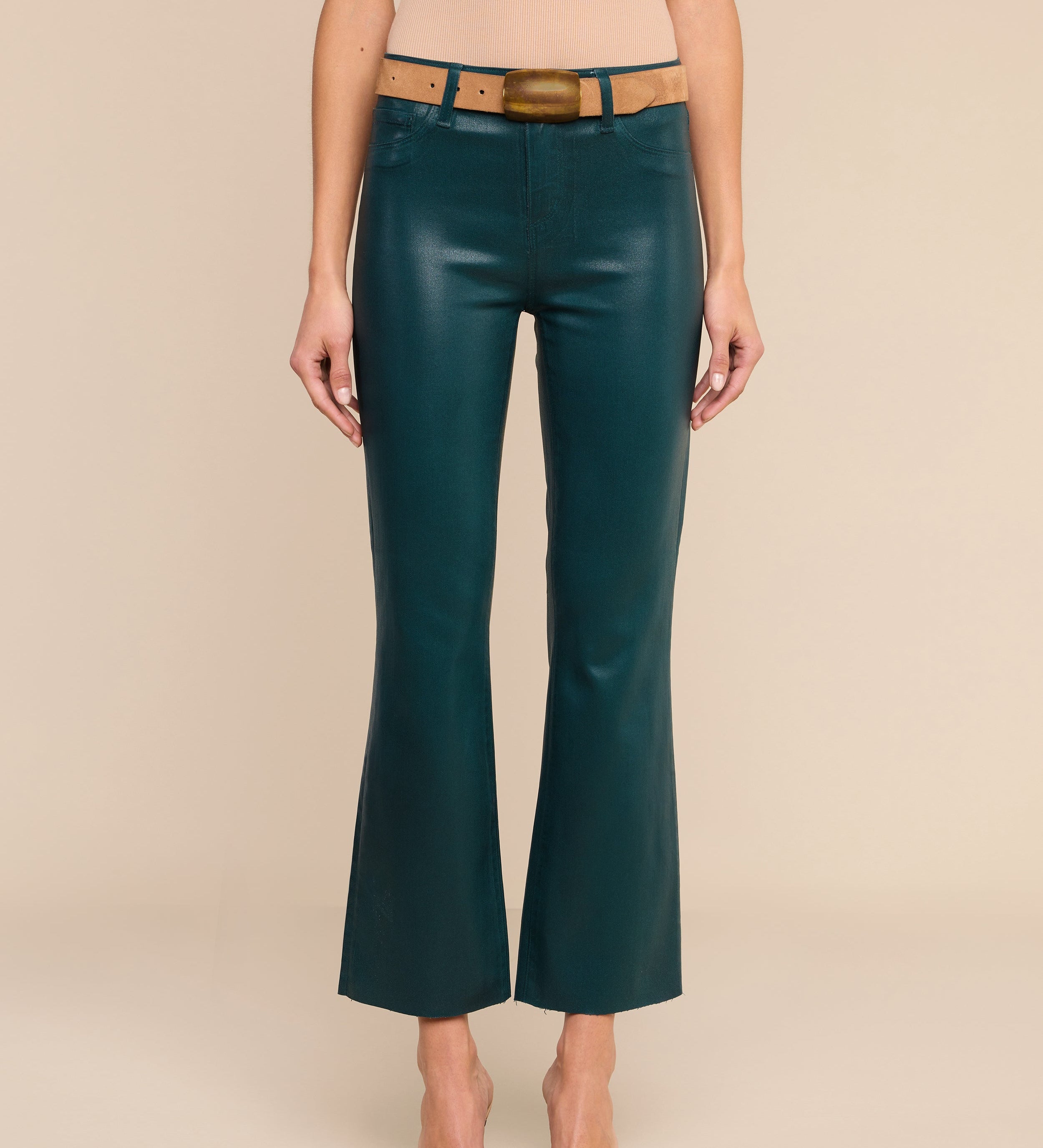 L'AGENCE - Kendra Coated Cropped Flare Jean