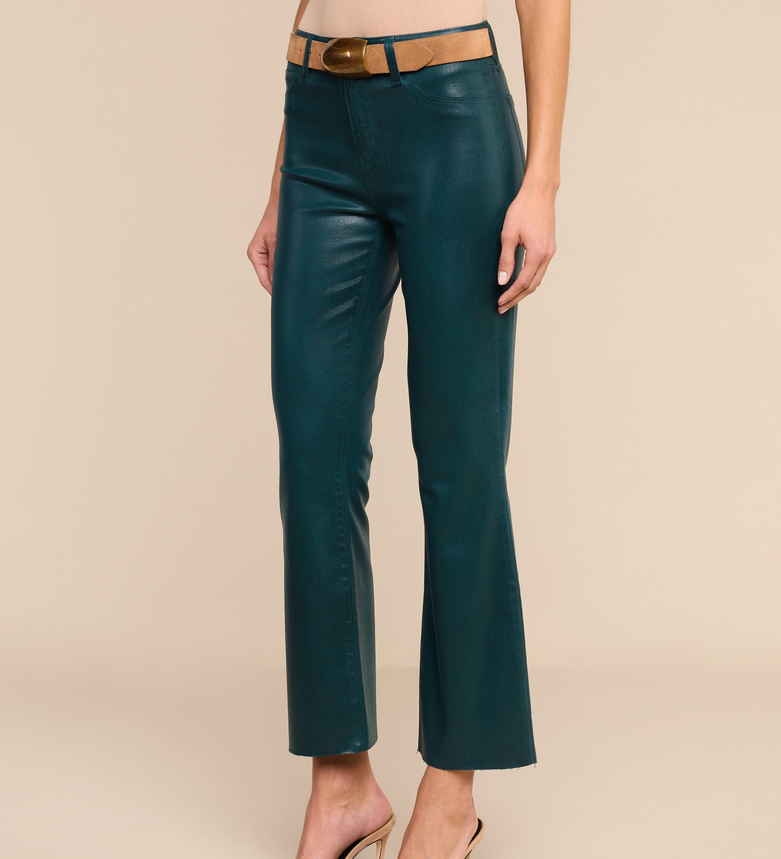L'AGENCE - Kendra Coated Cropped Flare Jean