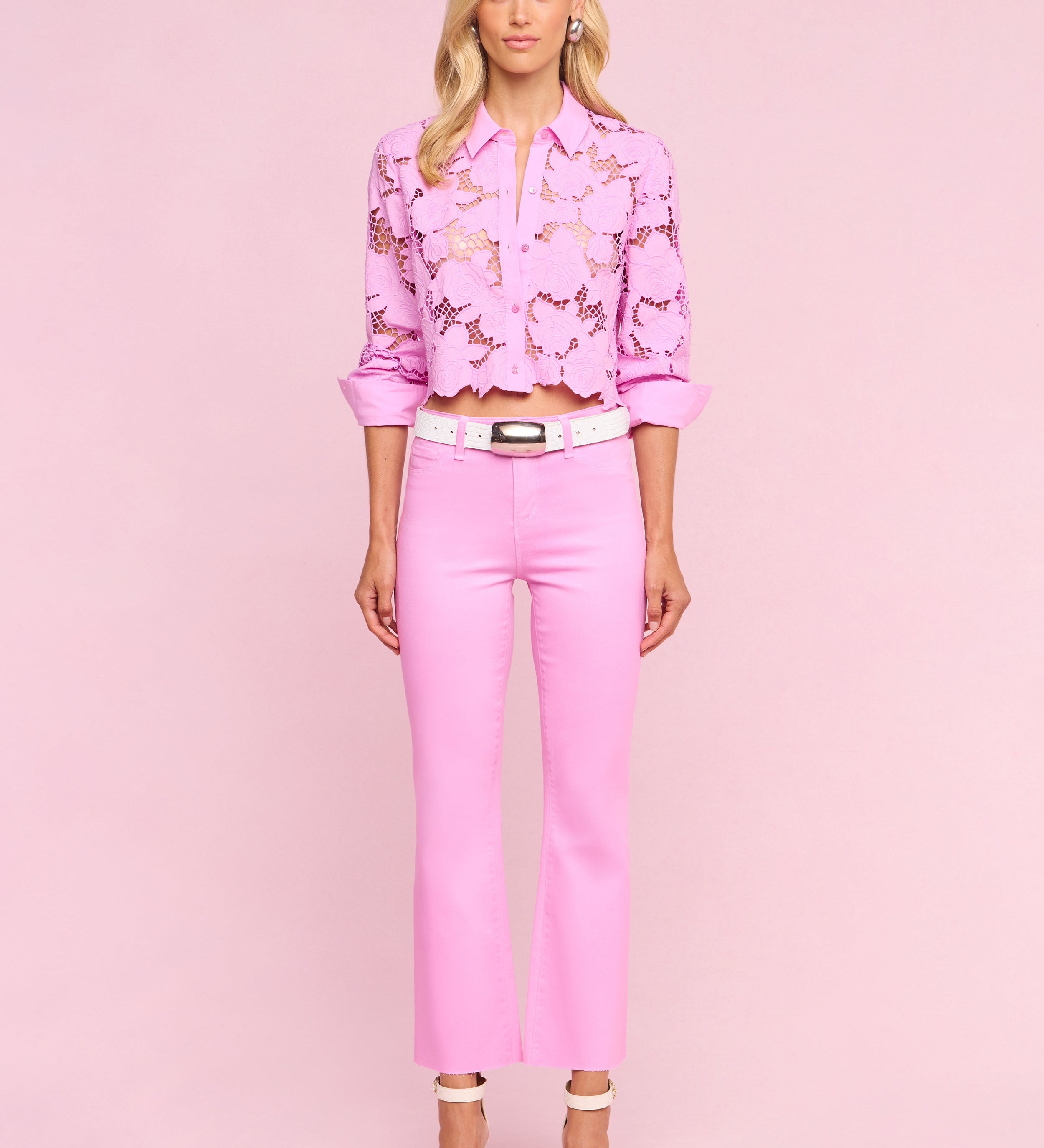 L'AGENCE - Kendra Coated Cropped Flare Jean