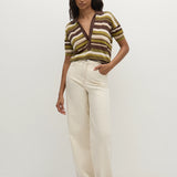 Faithfull - Sable Polo Shirt Espresso Pine Stripe