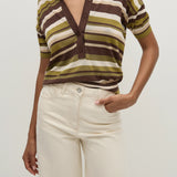 Faithfull - Sable Polo Shirt Espresso Pine Stripe