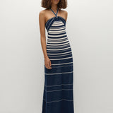 Faithfull - Axel Maxi Dress Accordion Stripe Cream Navy - Final Sale