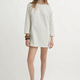 Posse - BEA LONG SLEEVE DRESS - CREAM BLACK POLKA DOT