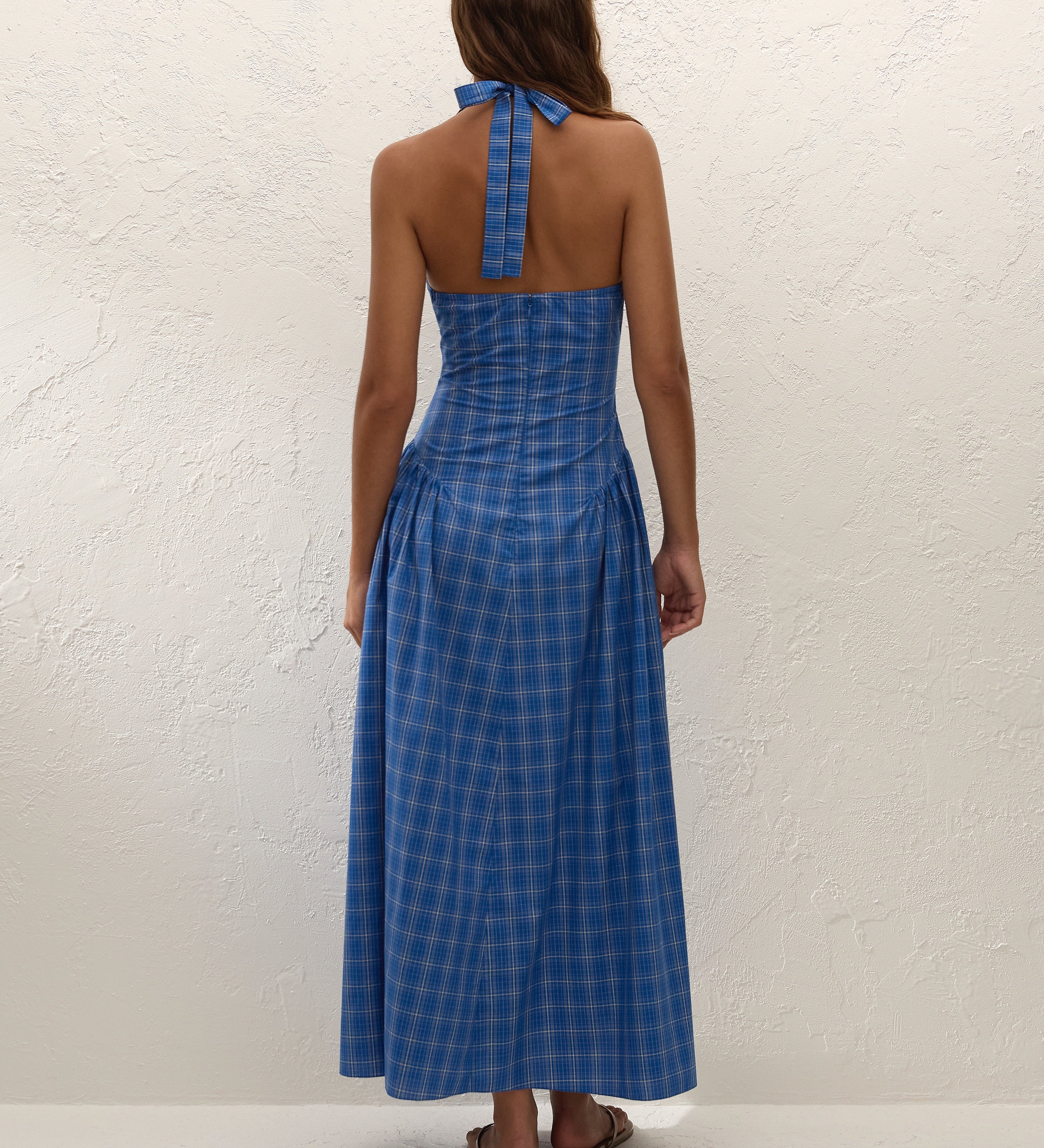 Faithfull - Del Ros Midi Dress Flor Check Cobalt