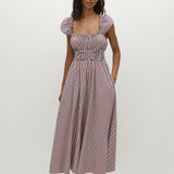 Faithfull - Janne Midi Dress Maia Stripe Burgundy