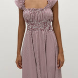 Faithfull - Janne Midi Dress Maia Stripe Burgundy