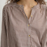 Posse - MIRA SHIRT - PETITE MOCHA GINGHAM