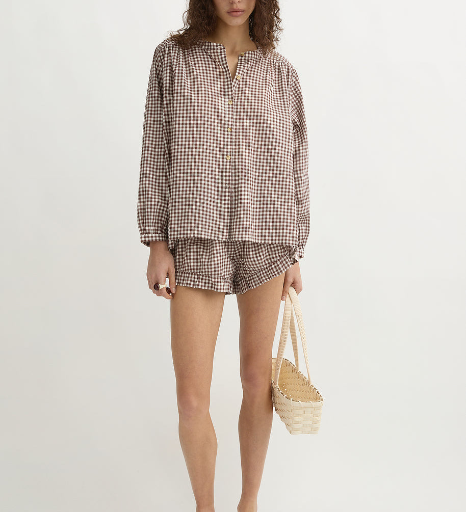 Posse - MIRA SHIRT - PETITE MOCHA GINGHAM