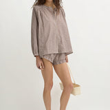 Posse - MIRA SHIRT - PETITE MOCHA GINGHAM