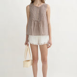 Posse - CALLIE BLOUSE - PETITE MOCHA GINGHAM