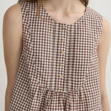 Posse - CALLIE BLOUSE - PETITE MOCHA GINGHAM