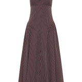 Faithfull - Olas Midi Dress Rocio Pinstripe Chocolate Plum