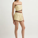 Posse - BOWIE STRAPLESS TOP - VANILLA/CHOC
