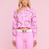 L'AGENCE - Seychelle Cropped Eyelet Blouse