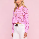 L'AGENCE - Seychelle Cropped Eyelet Blouse