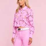 L'AGENCE - Seychelle Cropped Eyelet Blouse