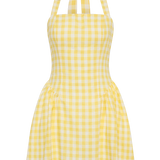 Faithfull - Venza Mini Dress Gingham Pale Yellow