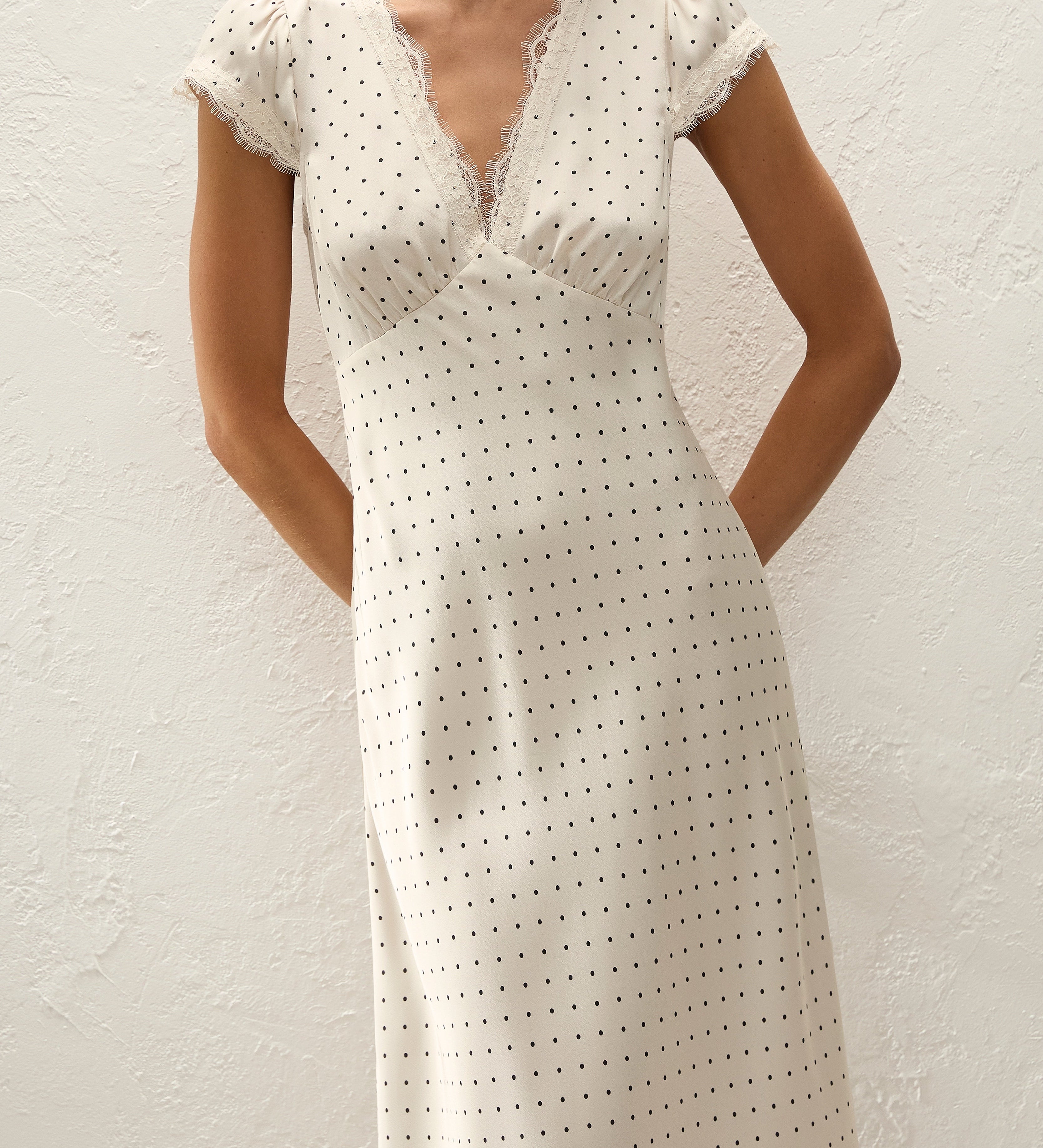 Faithfull - Mina Midi Dress Polka Dot Antique White