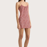 Faithfull - Pau Mini Dress Peony Stamp Garnet - Final Sale