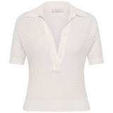 Faithfull - Lenna Polo Top Pointelle Lace Vintage White