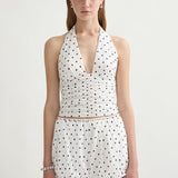 Posse - EDIE TOP - CREAM BLUE POLKA DOT