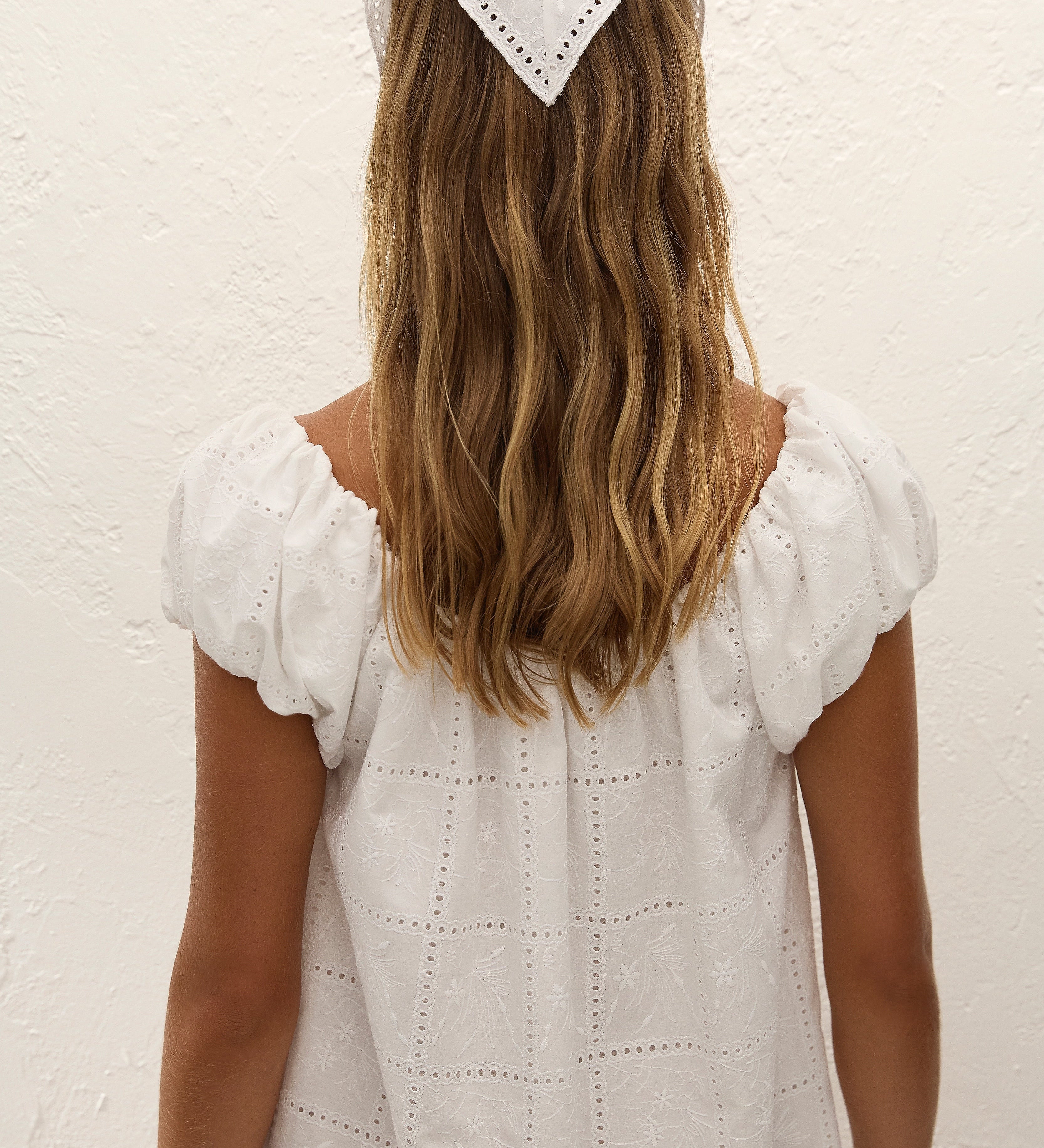 Faithfull - Clementina Head Scarf Handkerchief Broderie White