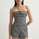 Posse - CHIARA STRAPLESS TOP - BLACK/WHITE