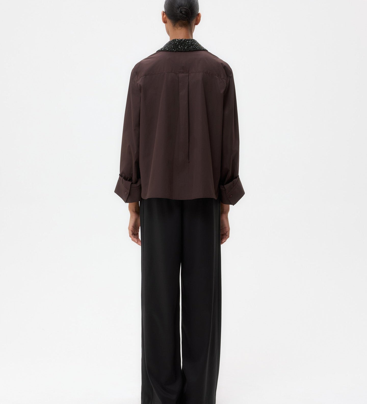 TWP - Dude Shirt With Crystal Collar in Super Compact Poplin