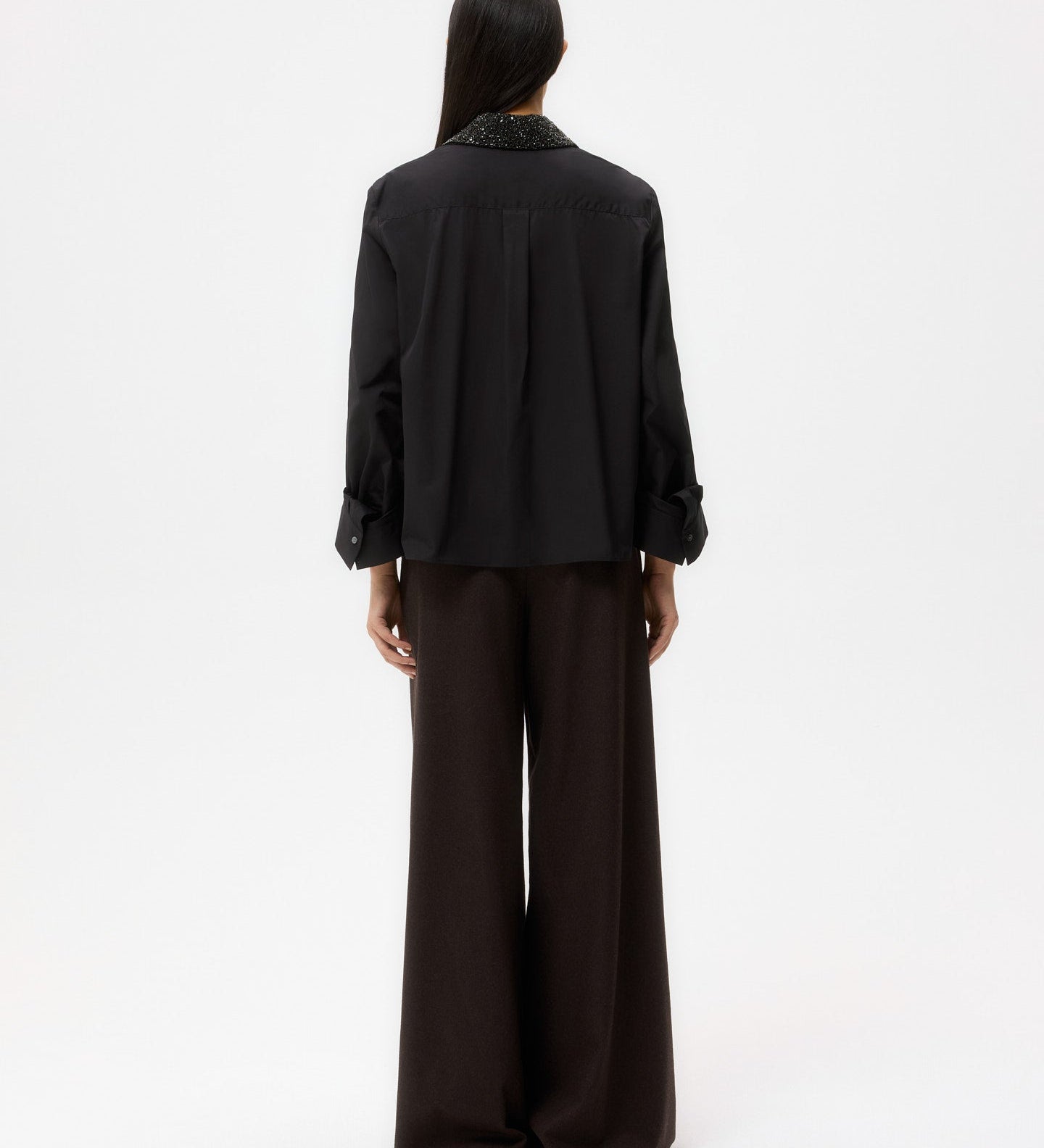 TWP - Dude Shirt With Crystal Collar in Super Compact Poplin