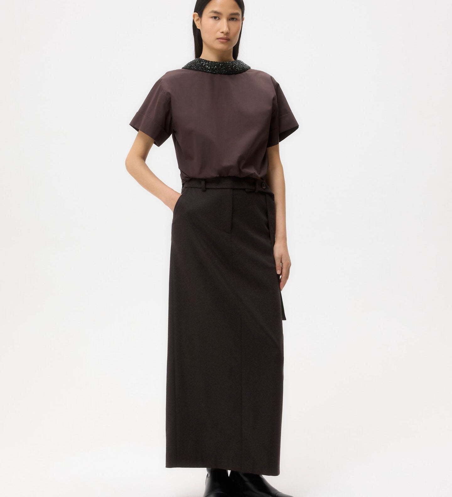 TWP - Forever and Always Reversible Shirt With Crystal Collar in Cotton Poplin