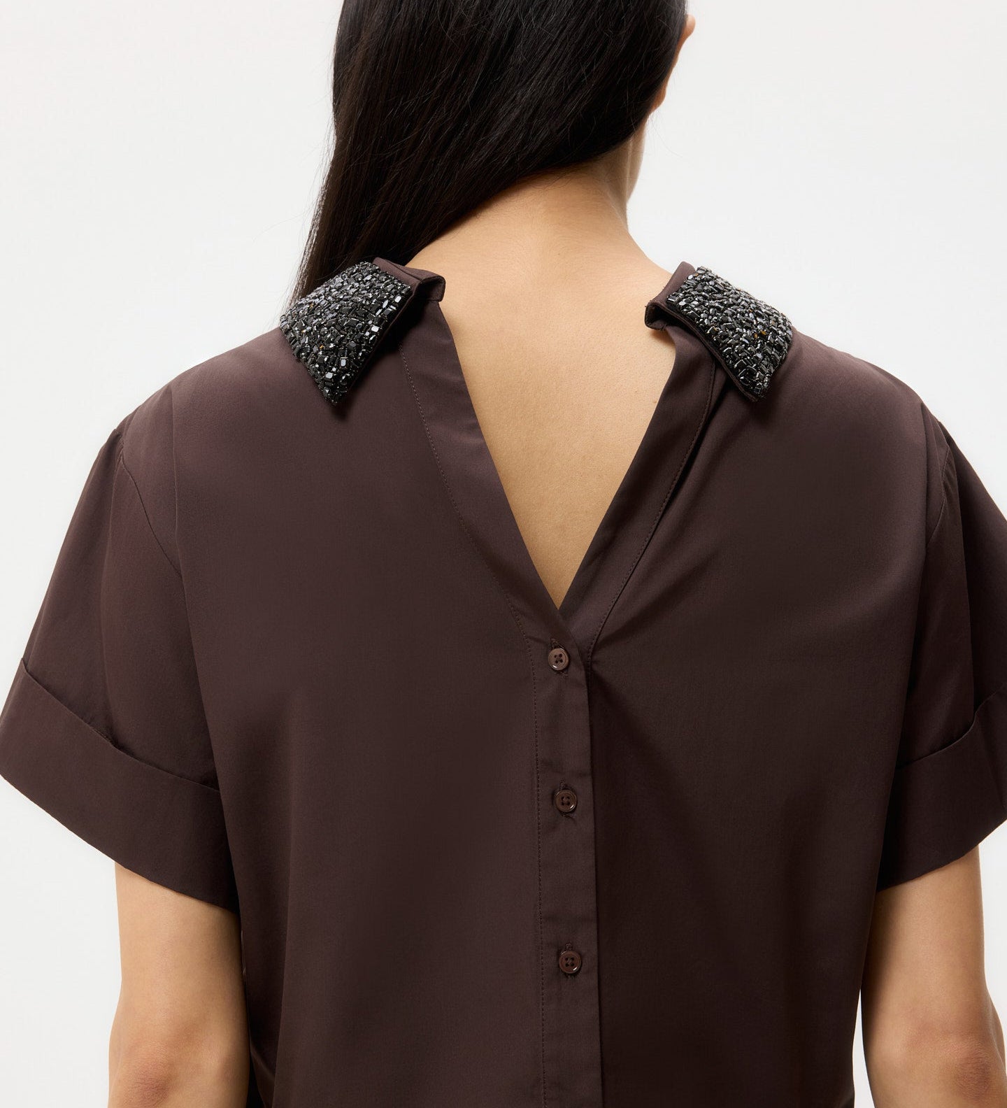 TWP - Forever and Always Reversible Shirt With Crystal Collar in Cotton Poplin