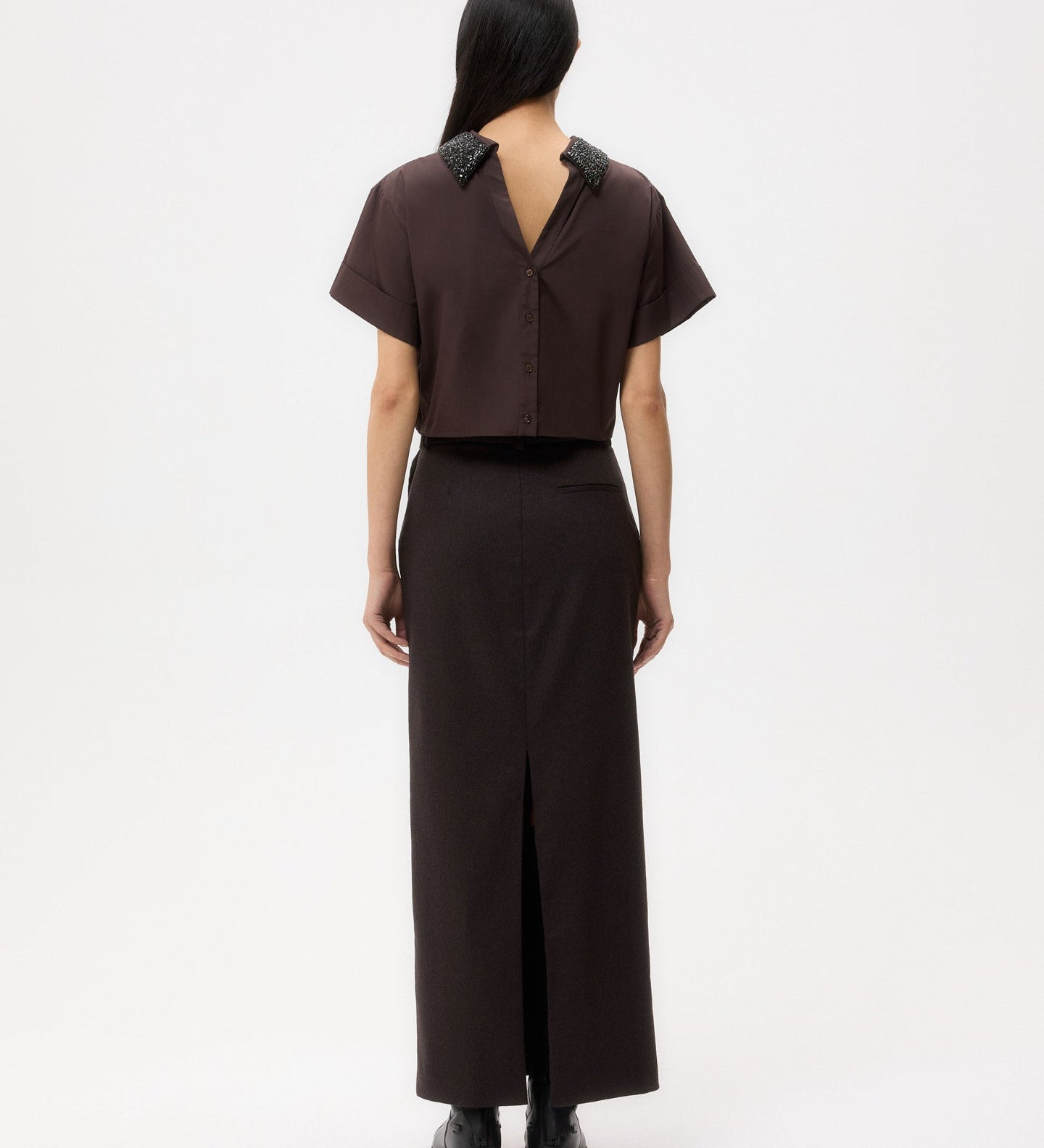 TWP - Forever and Always Reversible Shirt With Crystal Collar in Cotton Poplin