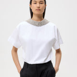 TWP - Forever and Always Reversible Shirt With Crystal Collar in Super Compact Poplin