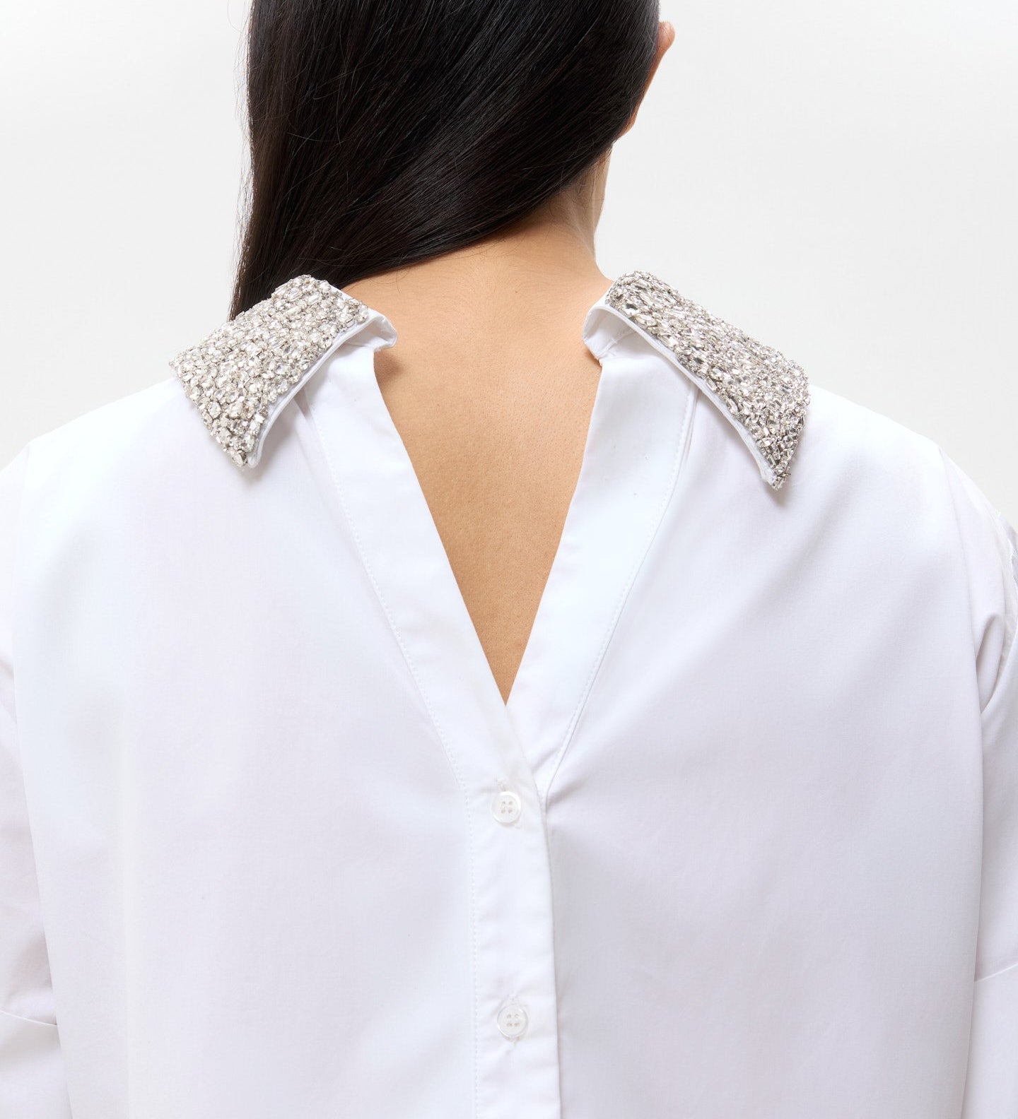 TWP - Forever and Always Reversible Shirt With Crystal Collar in Super Compact Poplin