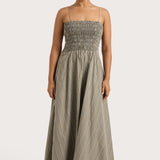 Faithfull - Lida Maxi Dress Khaki Stripe - Final Sale
