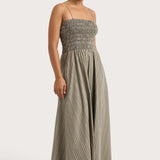 Faithfull - Lida Maxi Dress Khaki Stripe - Final Sale