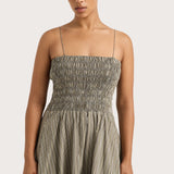 Faithfull - Lida Maxi Dress Khaki Stripe - Final Sale